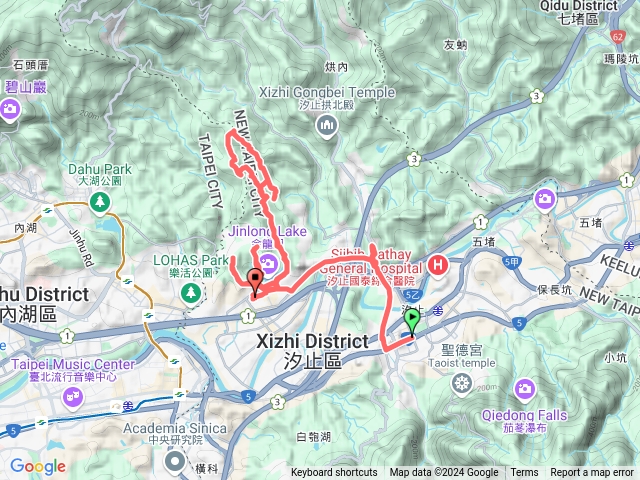 2024-11-16內溝山登山步道-北港煤礦坑遺址-翠湖-內溝山-油桐嶺-老鷲尖山-老鷲尖南峰-汐止鷹石尖-翠湖東南峰 O型