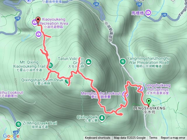 夢幻湖山、七星山東峰、主峰、北峰、南峰、西峰、摘星峰、七星山西北峰、七星池（禁行）