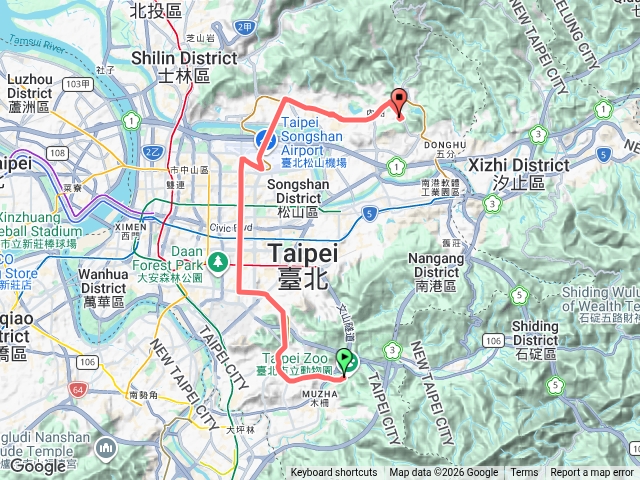 2026.07.25捷運木柵動物園站回內湖康寧AIT社區軌跡