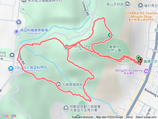 義學坑步道、山頂公園、崎頭古道、瓊仔湖