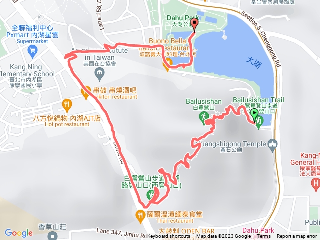 老公祠登山口，白鷺鷥山，金湖路登山口，AIT，大湖公園O型