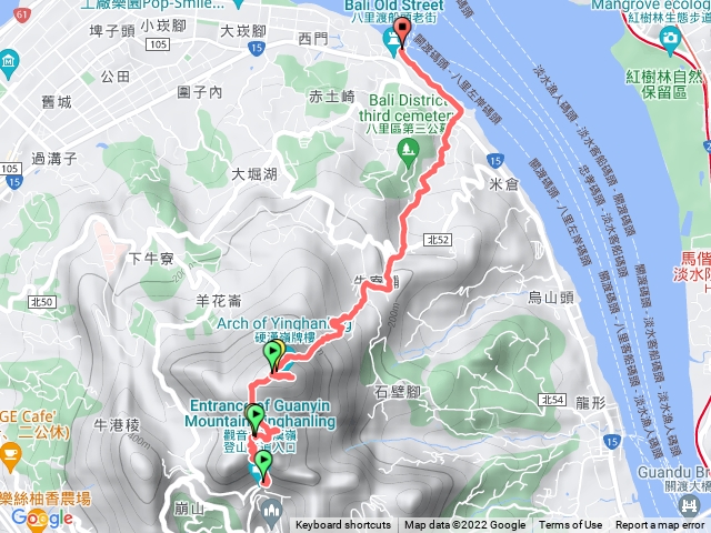 硬漢嶺到八里渡船頭