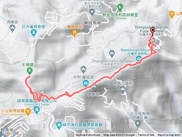 烘爐地福德宮、南勢角山、烘爐地山、五尖山、牛埔頭山、台北天際線