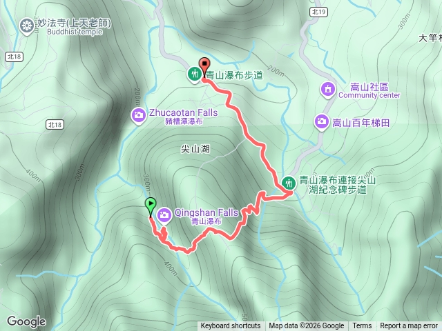 青山瀑布環尖山湖步道