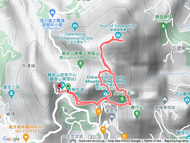 觀音山遊客中心→硬漢嶺→盤絲二尖→淩雲寺