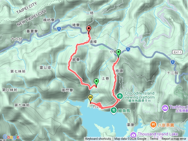 小格頭-鱷魚島-小格頭獅頭山-雷公埤五郎寮山