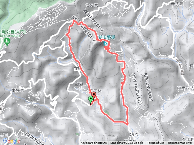 汐止五指山古道。夢湖O型路線