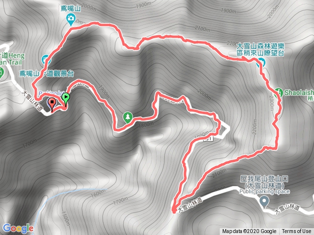 鳶嘴稍來山順時針標準O型縱走Garmin