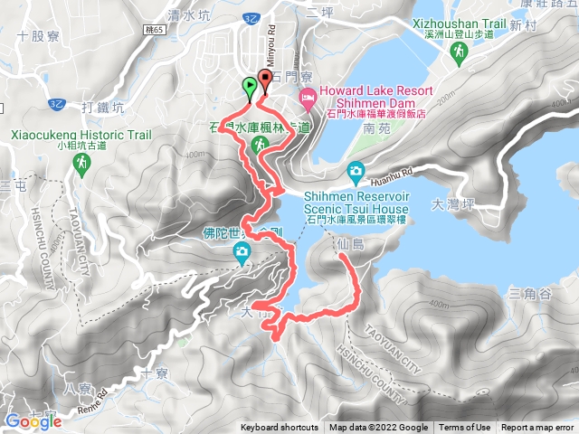 石門石北登山口登蓬萊仙島山南峰、主峰