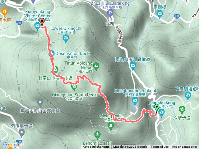 七星山冷水坑-七星山東峰-七星山主峰-七星山小油坑 單向路線