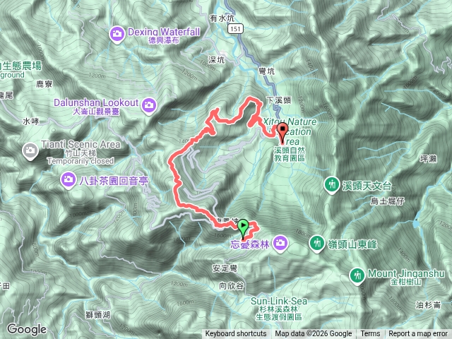 公車6883B忘憂森林站下>龍鳳峽→溪頭山連峰縱走>出溪頭公車站預覽圖