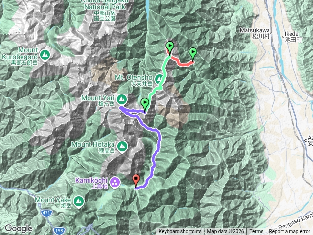 115/8/7-8/9表銀座、槍岳縱走(中房溫泉-燕岳-大天井岳-槍ヶ岳-上高地明神館)