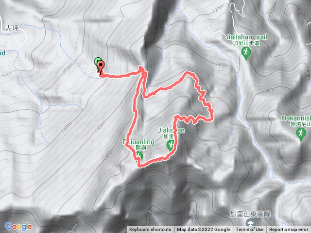 大坪登山口-杜鵑嶺-加里山-避難山屋-大坪登山口
