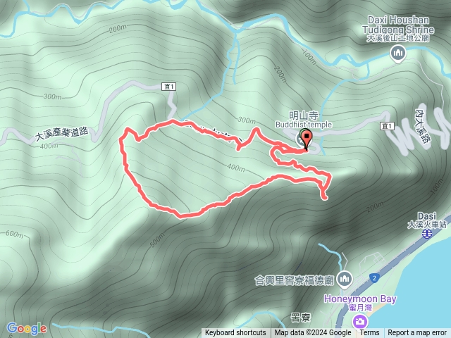 宜蘭頭城宜1公路6k登山口 明山寺-鷹石岩觀景台-鷹石尖-七兄弟山525峰-外大溪山O型預覽圖