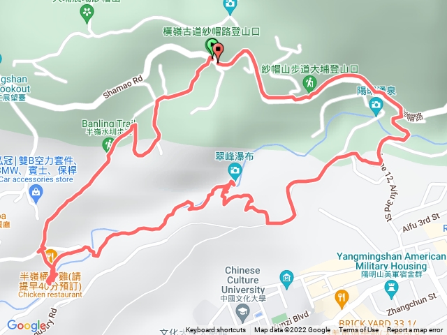 明玄宮-半嶺古道-翠峰瀑布-天母古道O型