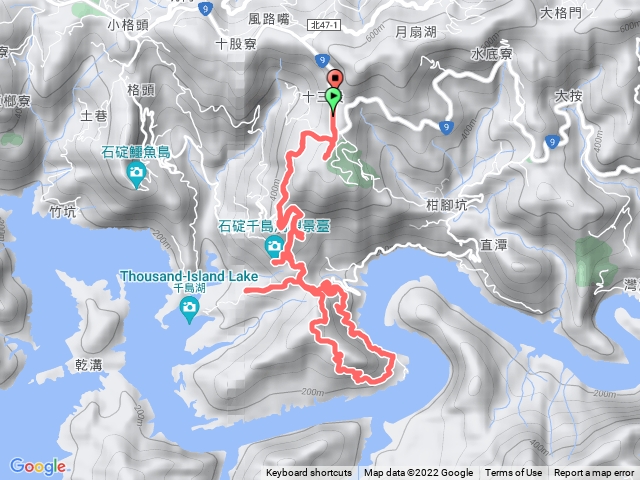 十三股站→第一景點→千島湖景觀區→八卦茶園→永安景觀步道→十三股山→十三股站
