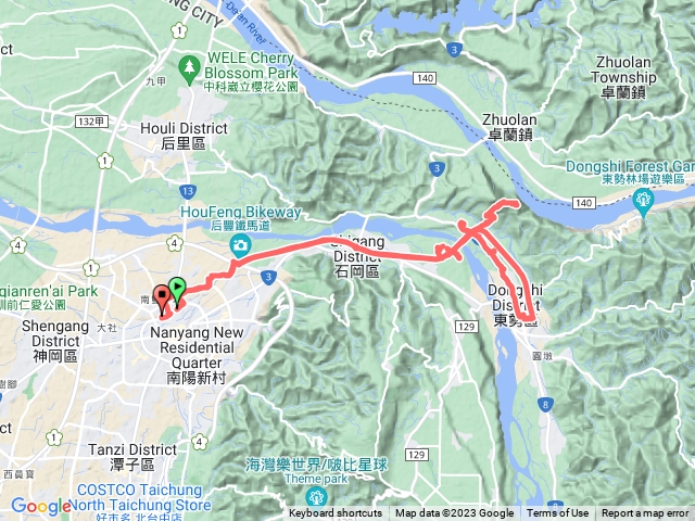 🔺台中/石岡、東勢/梅子西➡️梅子➡️酸仔樹腳➡️上校栗埔➡️「頂埔山（4）」➡️校栗埔➡️下新北➡️下新（大甲溪町杭標等）