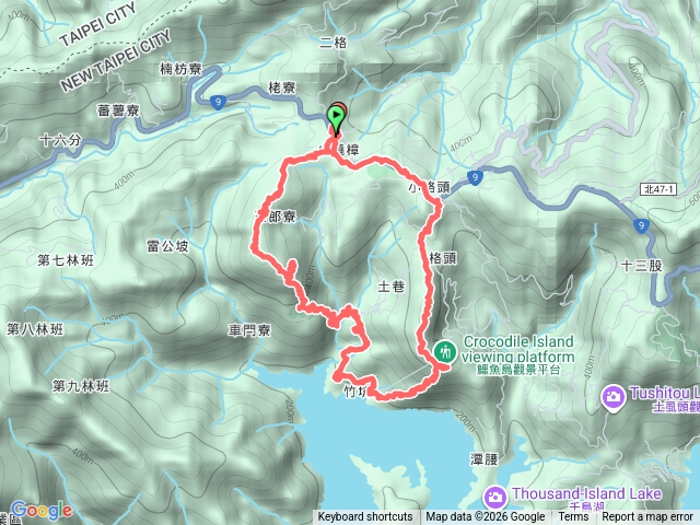 二格公園，雷公埤山（五郎寮山），鱷魚島景觀臺，小格頭獅頭山O走預覽圖