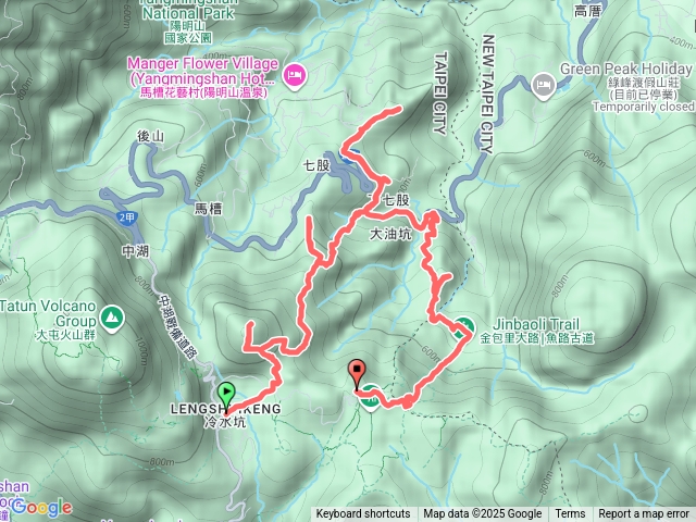 冷水坑服務站-七股山-下七股山-大油坑山-挑硫古道-魚路古道-擎天崗站