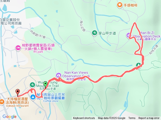 0928五酒桶山跌倒路線圖