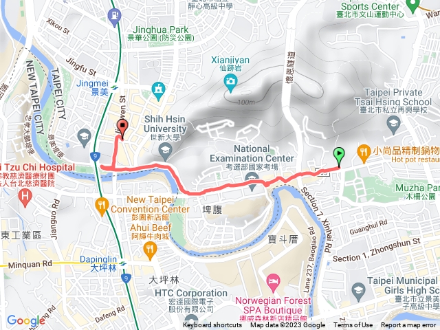 仙跡岩（木柵路口）沿景美河岸到景美夜市