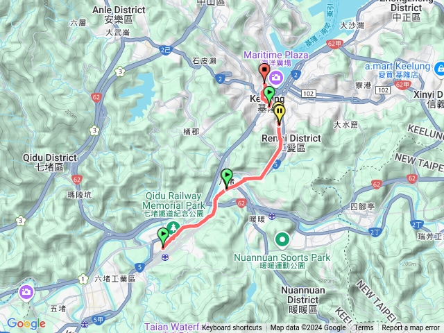 七堵車站步行基隆車站