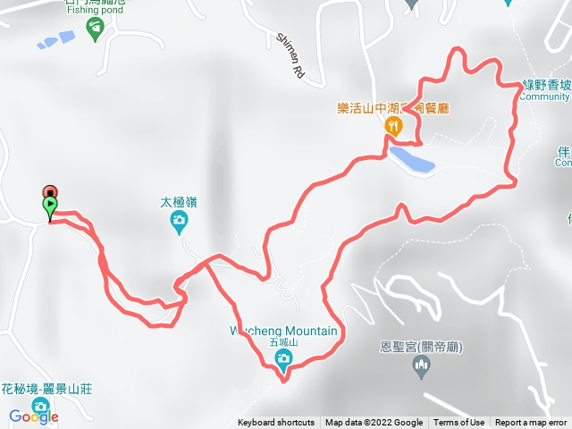 土城石門路70號步道入口-五城山-左邊天上山縱走-山中湖文筆山登山口-上步道回70號步道入口
