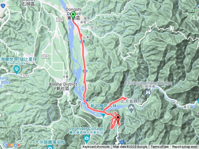 🔺台中/東勢、新社、和平/尾社➡️大茅埔南➡️下段➡️和平（移）➡️白毛台山➡️西白毛山