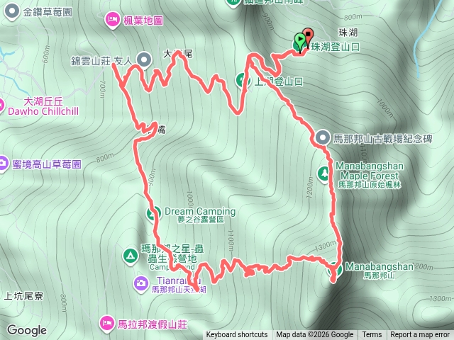 馬那邦山小O型，珠湖經夢之谷經錦雲山莊經上湖小O型預覽圖