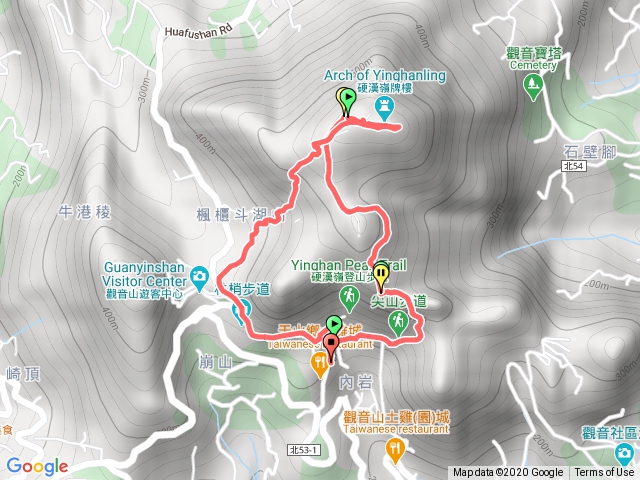 凌雲寺>大崩壁>硬漢嶺>遊客中心>凌雲寺