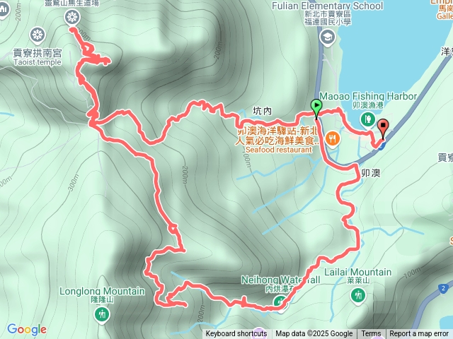 福卯古道南線、內烘瀑布、絲線吊銅鐘、隆隆池、靈鷲山、福卯古道北線6字型（卯澳古道南北線o型）