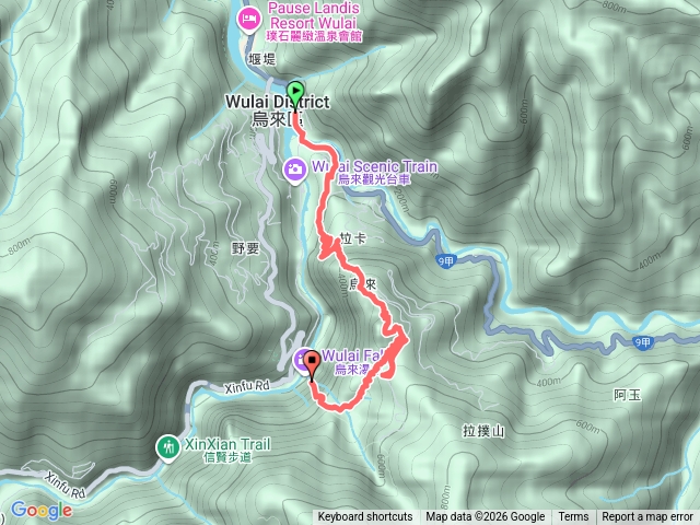 烏來啦卡步道、522峰(大刀中峰)、大刀山、內洞林道、雲仙樂園預覽圖