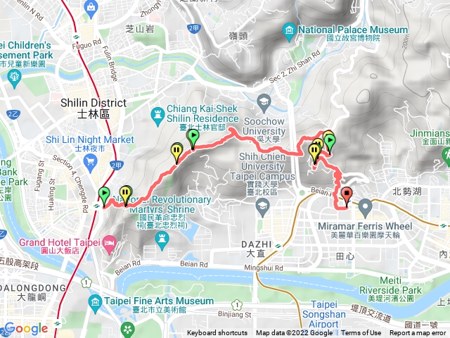 士林劍潭捷運站>>劍潭山>文間山>內湖劍南捷運站