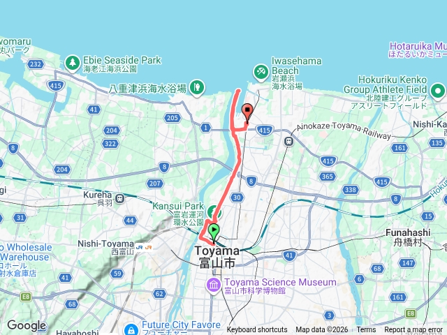 富山駅、富岩運河，接神通川出海口