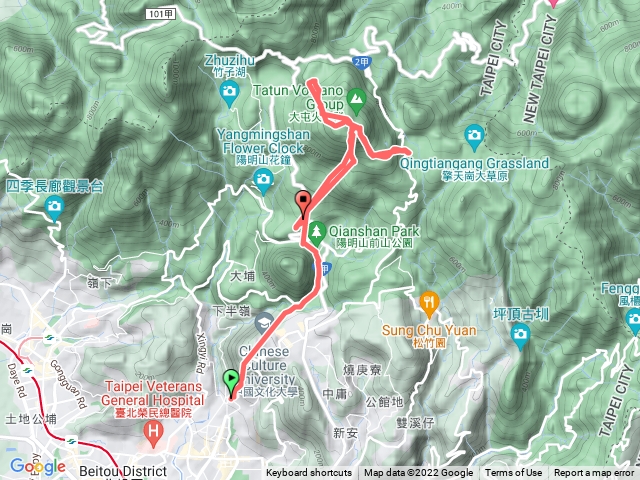 聖誕夜爬3進3出七星山-天母水管路登山口起