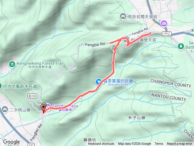 松柏嶺登廟步道到受天宮來回預覽圖