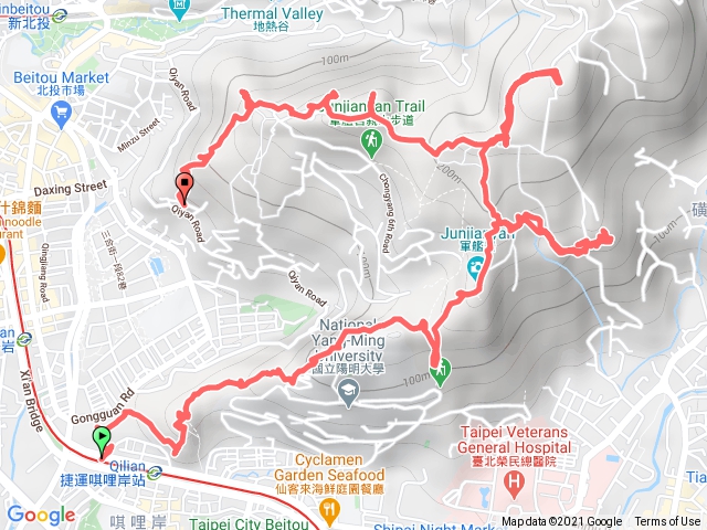 烏尖13連峰_東華山>奇岩山西峰>奇岩山>唭哩岸山西南峰>唭哩岸山>軍艦岩>磺溪山南峰>260公尺峰>磺溪山>八頭山>湯守岩>大師岩>丹鳳山 ##東華公園起登、中和禪寺完登