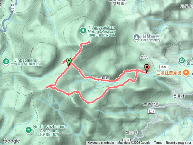 鹿堀坪古道-頭前溪瀑布-磺嘴山-翠翠谷-富士古道-鹿堀坪登山口預覽圖