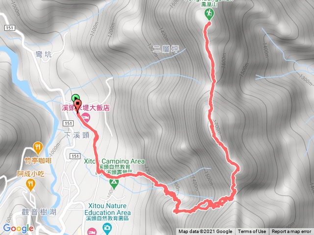 南投鹿谷_溪頭鳳凰山_米堤街登山口原路來回路線
