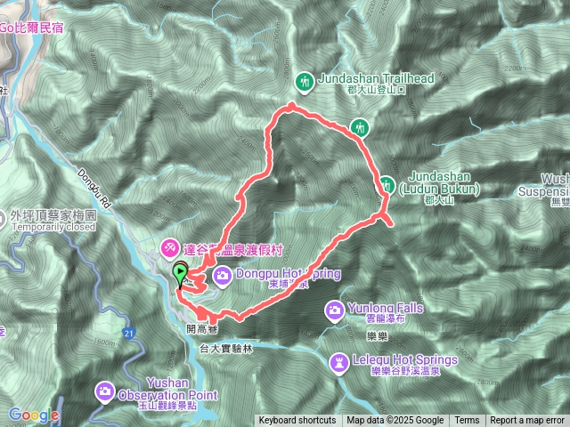 東埔吊橋上郡大山下開高南稜O型路線｜郡大西南稜｜郡大山南峰｜郡大山｜郡大山北峰｜望鄉山｜開高山預覽圖