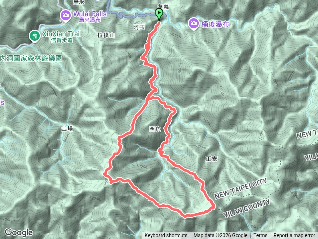 西坑林道、露門山、西阿玉山、阿玉山、獅坑橋