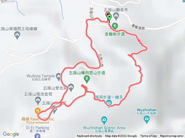竹東 五指山 觀音寺停車場-金龜岩-猴洞一線天-受北宮停車場-五指山道路-觀音寺停車場 o型