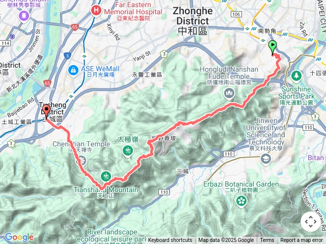天上山縱走東段：外挖子山-光明頂-南勢角山-五尖山-文筆山-五城山-天上山