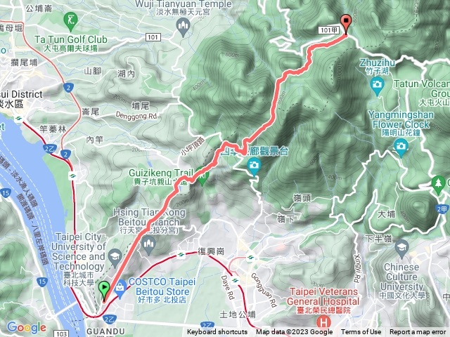 關渡站到二梓坪遊客中心