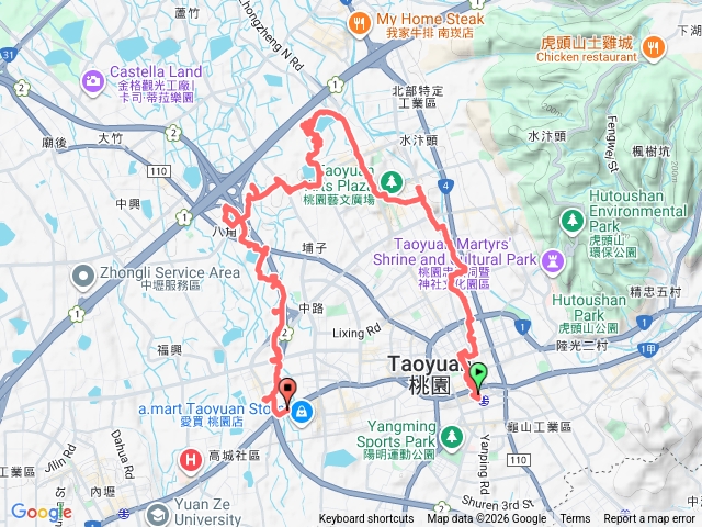2026-01-17桃園77藝文町大廟第一所派出所東門溪滯洪池小檜溪南崁溪藝文廣場1-16池1-15池水上教堂2-14池2-13池明道聖院茄苳溪武稜高中預覽圖