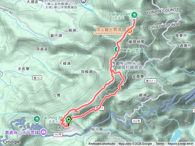 雲嘉五連峰回程龍興宮產業道路下山預覽圖