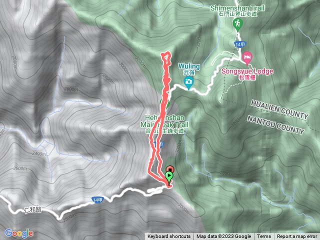 昆陽停車場走合歡南峰~主峰O型