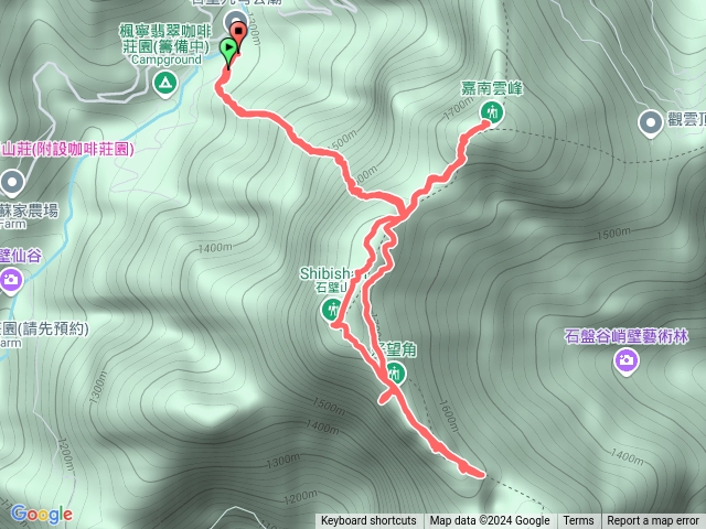 石壁山，好望角，望鄉谷半路折返，嘉南雲峰預覽圖