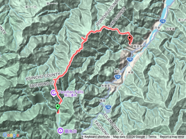 喀拉業北稜[中階探勘艱難地形](武陵農場桃山登山口-喀拉業山-扁柏神殿池-邊吉岩山-馬惱山岔路-香本山登山口)預覽圖