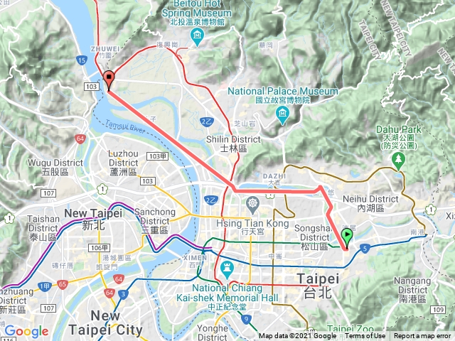 松山火車站到關渡